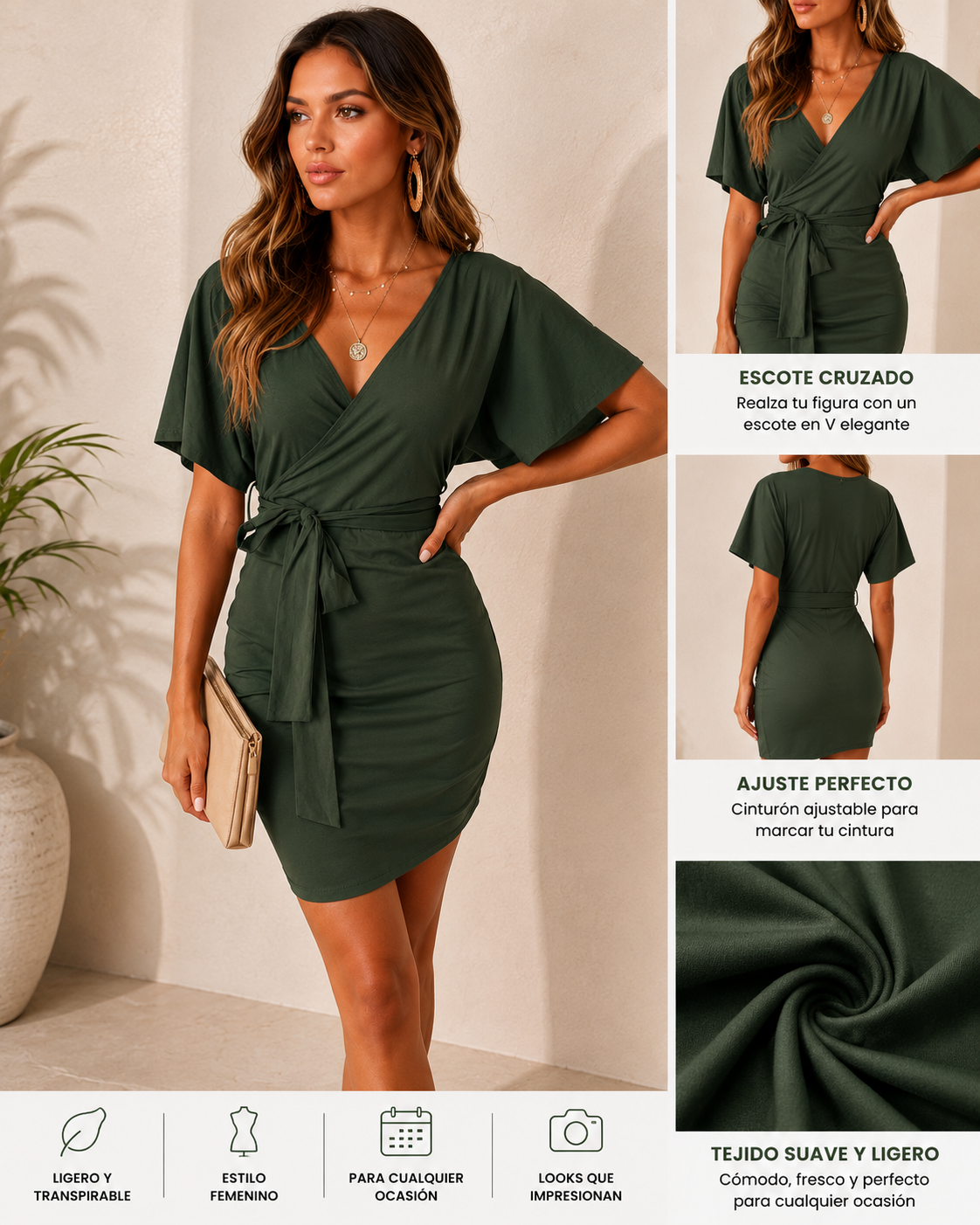 Vestido Nova Cruzado Elegance
